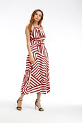 2025ebay fashion black and white geometric printingloosedress large hem long skirt spring and summer women's clothing