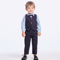Boys' formal wear: gentleman's long-sleeve set for infants and toddlers - sailing print bodysuit, vest, and three-piece british style outfit
