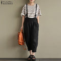 2026 cross-border wish amazon new european and american style women's vintage cotton linen overalls casual long pants - in stock