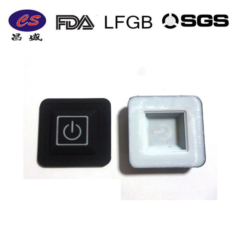 Factory direct sales light transmission button can be colored square heating rubber clothing switch silicone button cap