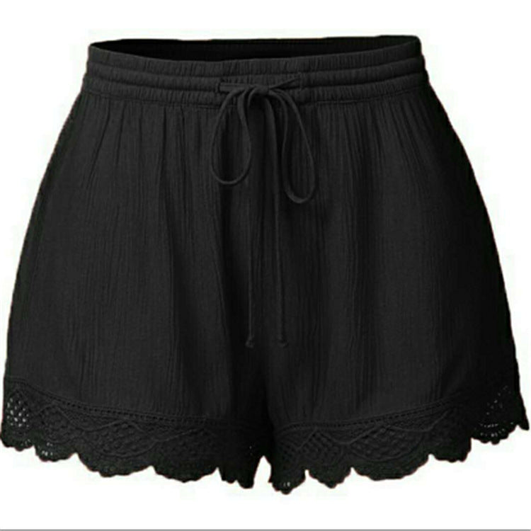 fashionsummerpure color lacetie backshortscasual pants for women in large quantities in stock