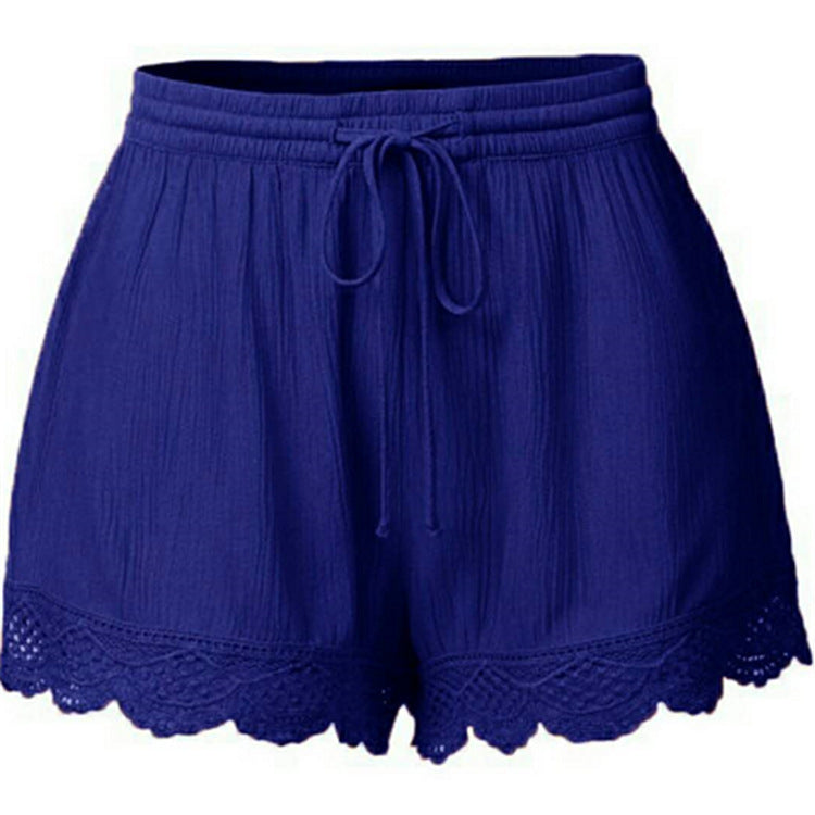 fashionsummerpure color lacetie backshortscasual pants for women in large quantities in stock