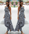 2025ebay fashion black and white geometric printingloosedress large hem long skirt spring and summer women's clothing