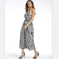 2025ebay fashion black and white geometric printingloosedress large hem long skirt spring and summer women's clothing
