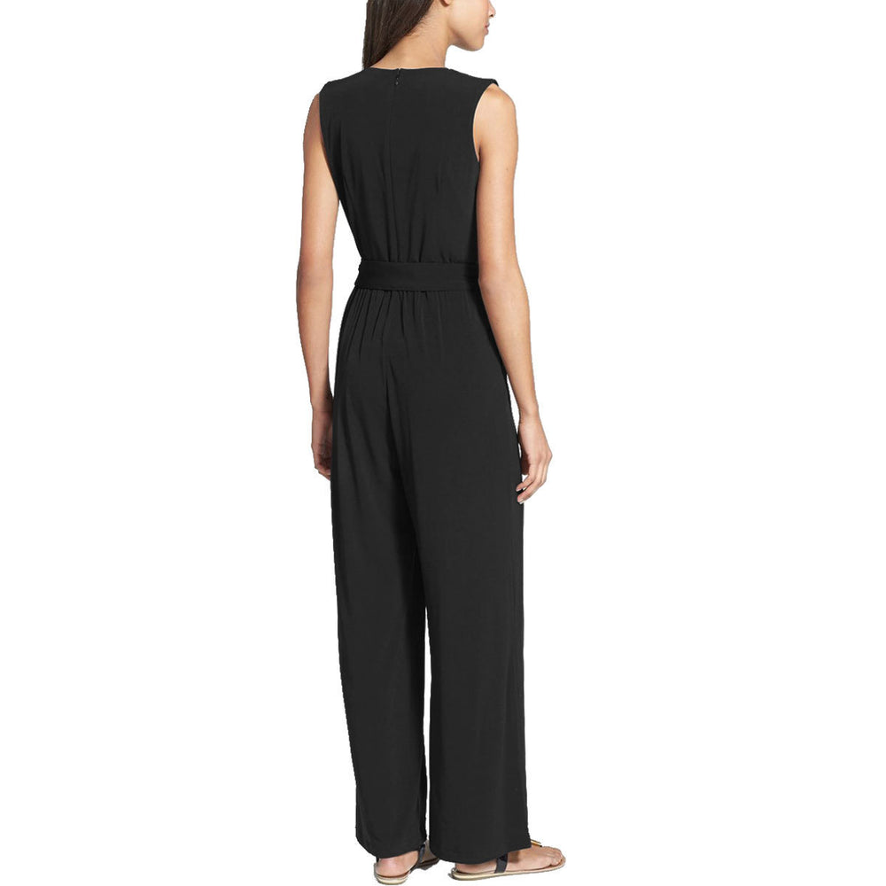 cross-border european and american women's pants  wide-leg jumpsuit sleeveless v-neck romper pants