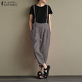2026 cross-border wish amazon new european and american style women's vintage cotton linen overalls casual long pants - in stock