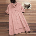 2025 ebay amazon casual women's raglan sleeve button-down pocket cotton linen shirt - new arrival