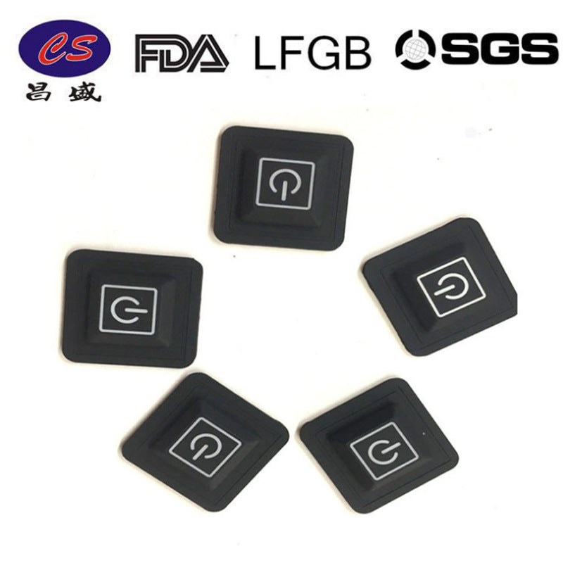 Factory direct sales light transmission button can be colored square heating rubber clothing switch silicone button cap