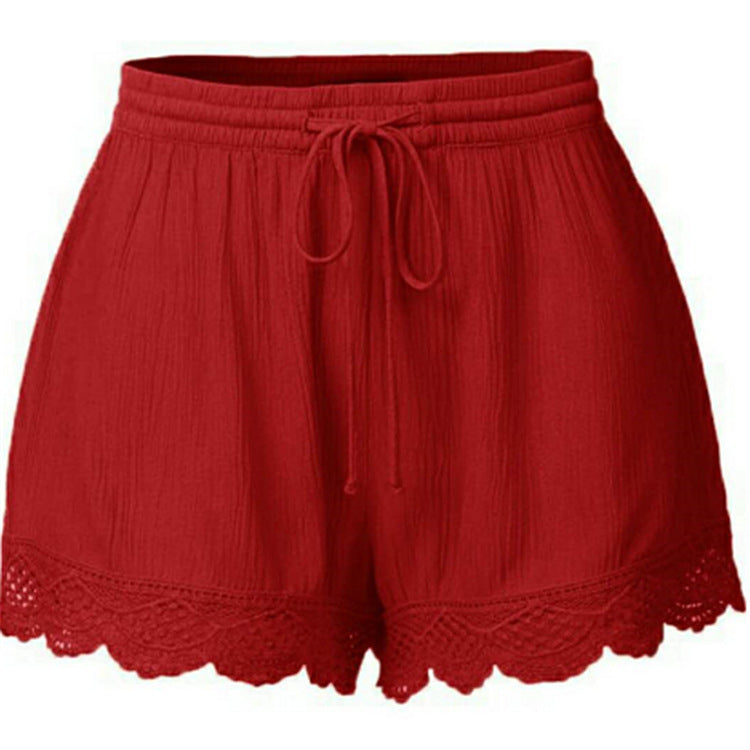 fashionsummerpure color lacetie backshortscasual pants for women in large quantities in stock