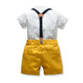 European and american style ins-inspired boys' outfit set: stand collar short sleeve top and shorts - wholesale baby suit for infants, toddlers, and young boys - summer collection