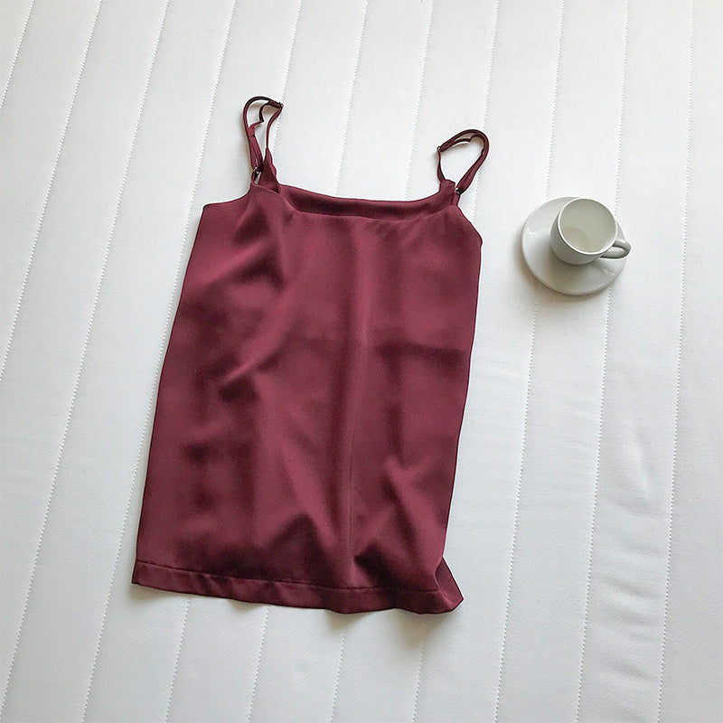 Ebyasummer inner wear or single wear textured satin spaghetti strap camisole women's ready stock