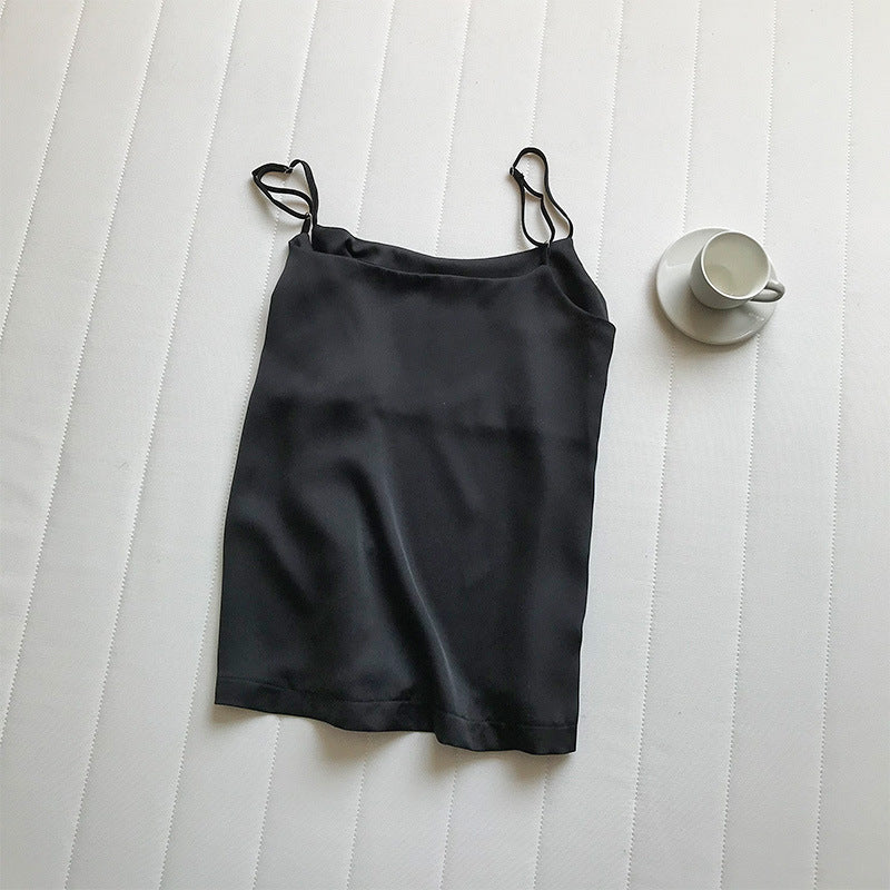 Ebyasummer inner wear or single wear textured satin spaghetti strap camisole women's ready stock