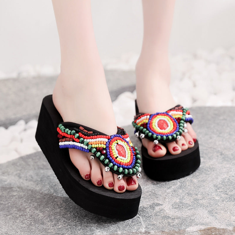 Shimmer chic women's sandals: 2025 new arrival - outdoor flip-flops, ultra-high heel slides, summer trendy beach shoes