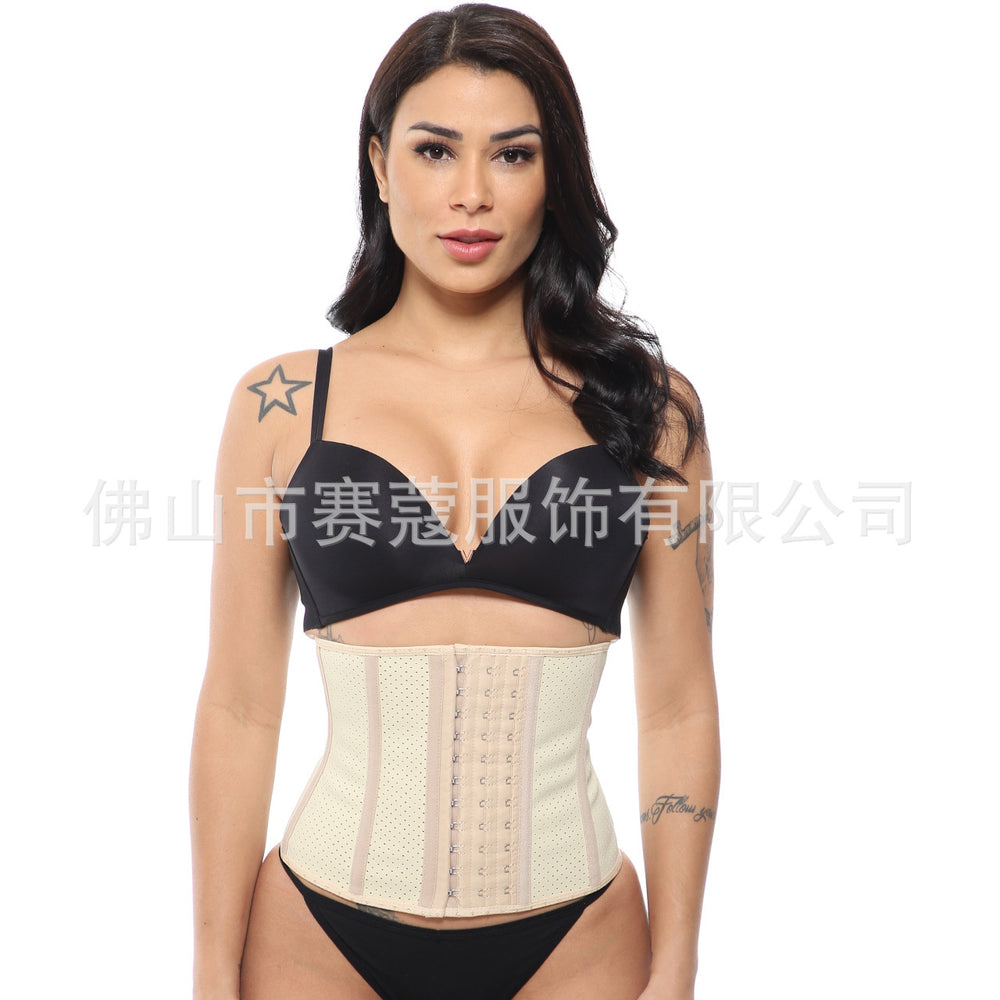 Latex rubber mesh shaping garment latex waist shapewear corset high elastic shaping