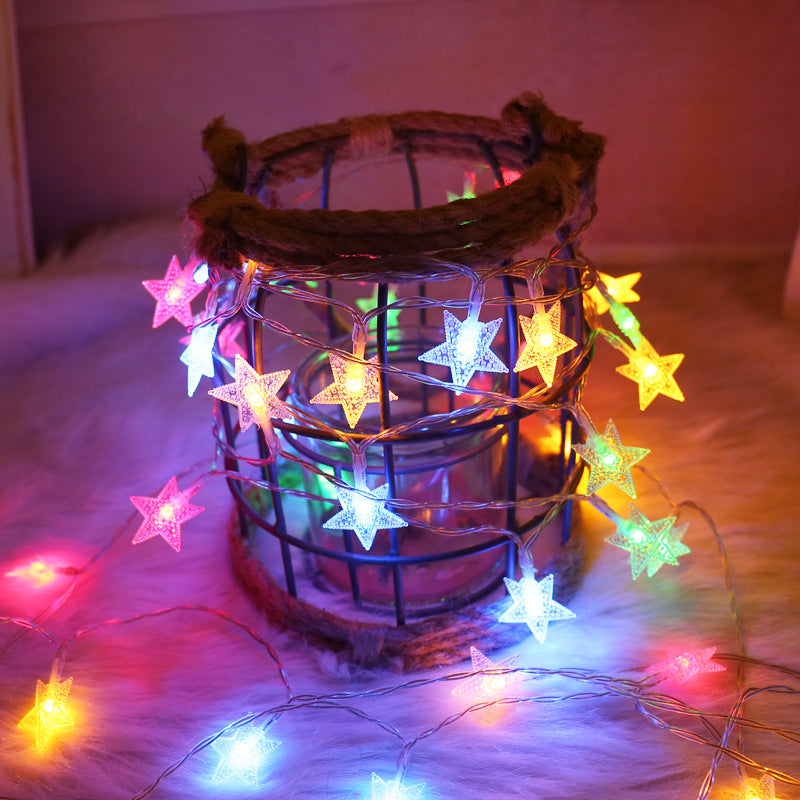 LED small colorful lights star light string gypsy star flashing light string birthday room decorative lights Christmas neon small colorful lights string