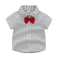 European and american boys' and girls' plaid short-sleeved shirt and shorts two-piece set, in stock. boyclothes british style outfit