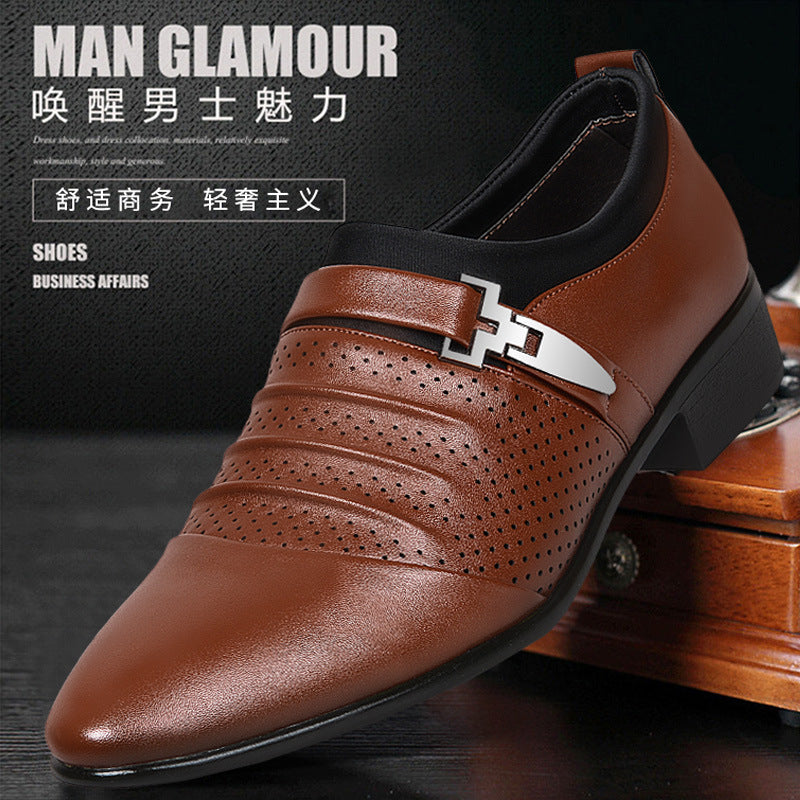 2024 new men's perforated leather dress shoes - business formal, breathable casual shoes - dropshipping available