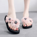Women's flip-flops: chunky platform summer fashion high heel slippers, non-slip thong sandals, beach sandals, outdoor wedge heel slides