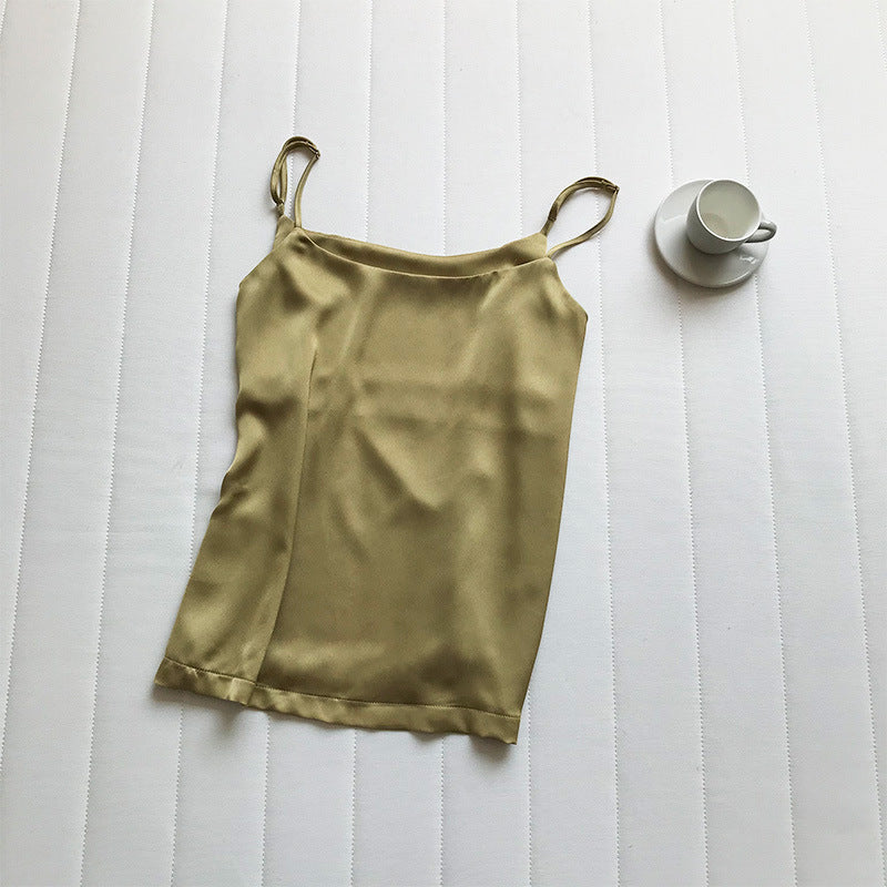 Ebyasummer inner wear or single wear textured satin spaghetti strap camisole women's ready stock