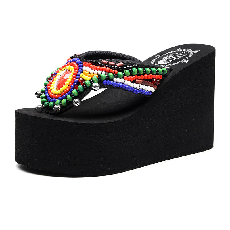 Shimmer chic women's sandals: 2025 new arrival - outdoor flip-flops, ultra-high heel slides, summer trendy beach shoes