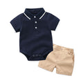 Summer baby boy polo shirt cotton khaki shorts two-piece setkids rompers suitboyclothing baby