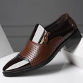 New men's business leather slip-on sandals - hollow-out design, breathable, perfect for weddings - dropshipping available