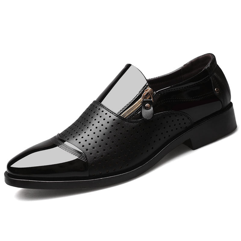 New men's business leather slip-on sandals - hollow-out design, breathable, perfect for weddings - dropshipping available