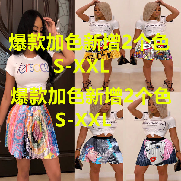 Z022 Dunhuang  Independent Station Supply Foreign Trade European and American Sexy Women's Clothing Hot Sexy Printed Pleated Skirt