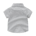 European and american boys' and girls' plaid short-sleeved shirt and shorts two-piece set, in stock. boyclothes british style outfit