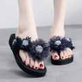 Women's flip-flops: chunky platform summer fashion high heel slippers, non-slip thong sandals, beach sandals, outdoor wedge heel slides