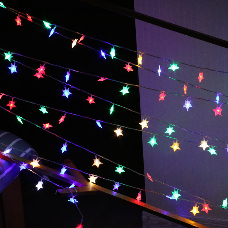 LED holiday lights star string, outdoor lighting window background Christmas Internet celebrity five-pointed star lights room decoration