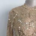 hot-selling tassel fringe sequin high-neck long-sleeve mini dress with a fishtail maxi skirt
