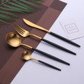 High-end western cutlery set, including steak knives, chopsticks, forks, and spoons, made from 304 stainless steel. available in black gold and original stainless steel finishes