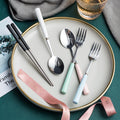 Ceramic stainless steel cutlery set with utensil case - student dinnerware, kids' home fork, spoon, chopsticks 3-piece set - wholesale