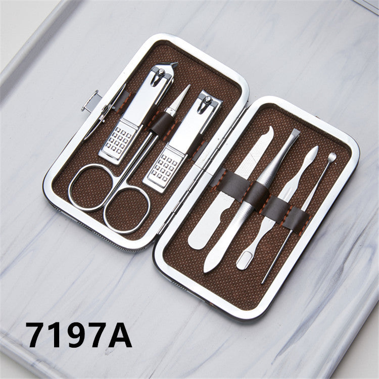 7-piece manicure nail clipper set - beauty nail file tool kit for foot and hand care - includes nail clippers, cuticle nippers, and tweezers - customizable with logo