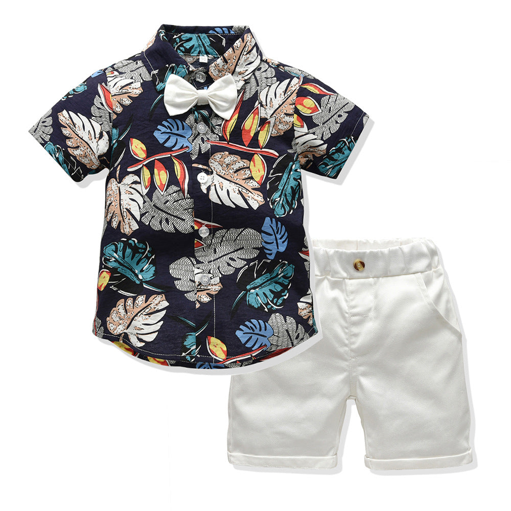summer boys' clothing new print shirt & shorts set - kids' beach vacation hawaiian style wholesale