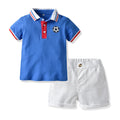 European and american new arrivals: boys' summer polo shirt & short set - trendy cotton outfit for kids