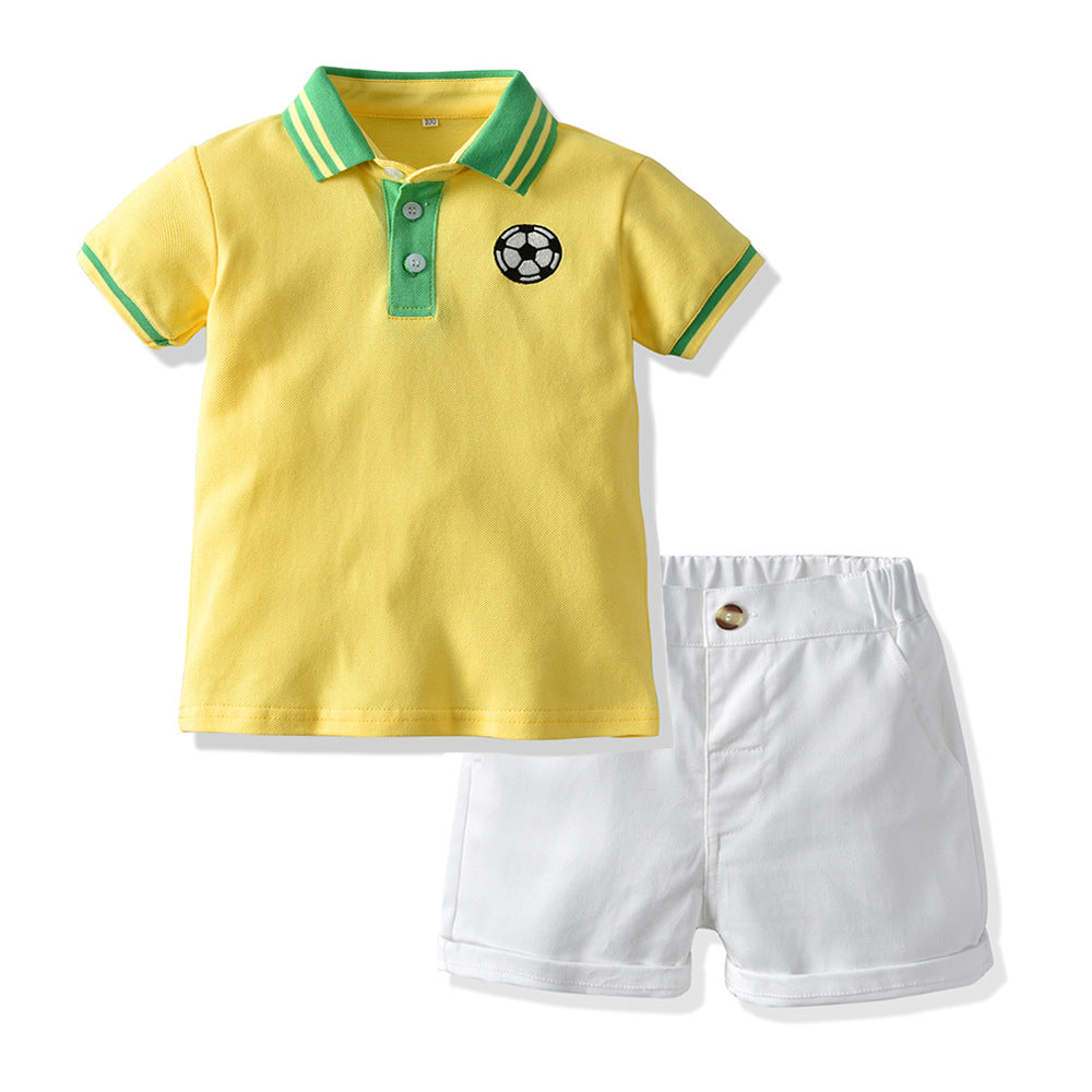 European and american new arrivals: boys' summer polo shirt & short set - trendy cotton outfit for kids