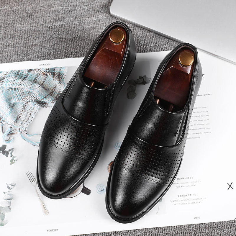 Men's business formal leather shoes - perforated, breathable, hollow-out design, versatile casual shoes - dropshipping available