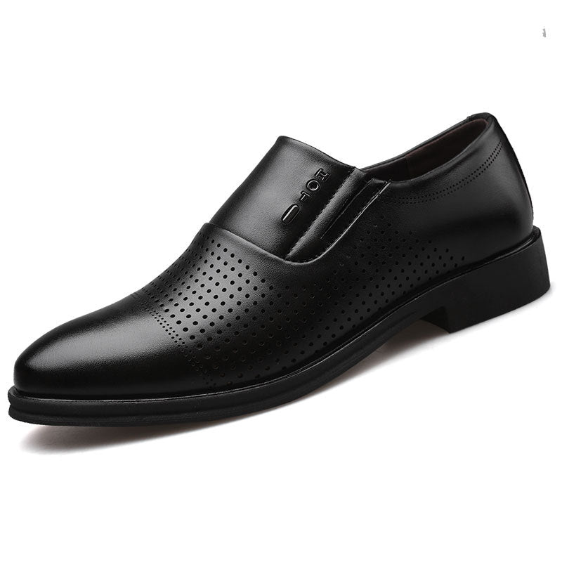 Men's business formal leather shoes - perforated, breathable, hollow-out design, versatile casual shoes - dropshipping available