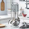 Stainless steel cookware set with marble ceramic handles - 7-piece kitchen cooking utensil gift set (spoons & spatulas)