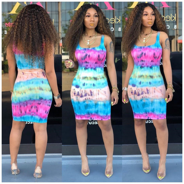 Y5111  wishes Europe and the United States summer new  women's clothing positioning printing tie-dye suspender dress