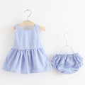 Baby girl summer new plaid dress set: sleeveless bowknot tank top + shorts two-piece outfit