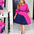 supply   african plus size women's clothing bell sleeves color matching dress one piece dropshipping