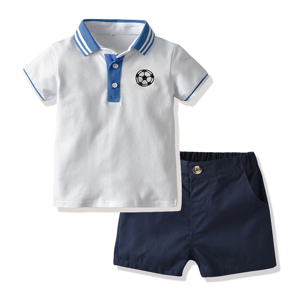 European and american new arrivals: boys' summer polo shirt & short set - trendy cotton outfit for kids