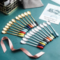 dopamine color ceramic handle spoon for home stainless steel mixing spoon ice cream coffee spoon long handle spoon