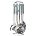 Stainless steel cookware set with marble ceramic handles - 7-piece kitchen cooking utensil gift set (spoons & spatulas)