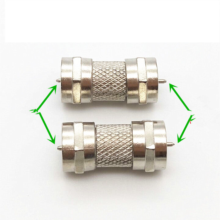 Imperial F male to F male zinc alloy nickel-plated, set-top box double-pass head F male straight-through butt, video connector