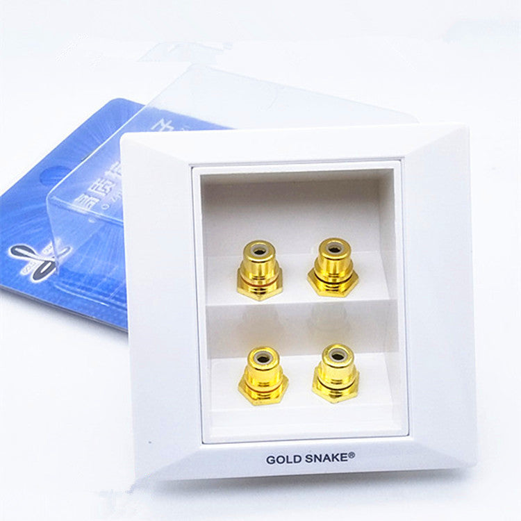 Factory direct sales, Snake King audio panel 4-position lotus speaker junction box 4-position AV socket RCA socket