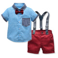 European and american summer cross-border children's clothing: boys' color block short-sleeve overalls, kids' outfit, birthday dress